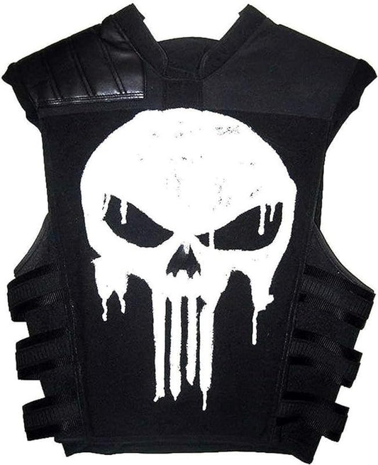 BOCCIE Unisex Thomas Jane Punisher Tactical Black Real Leather Vest jacket