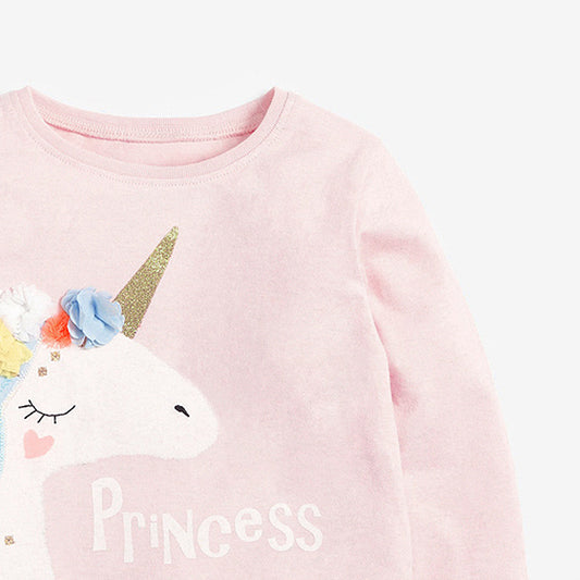 Children&#039;s T-shirt Autumn New European And American Children&#039;s Clothing Children&#039;s T-shirt Unicorn Girls Long Sleeve T-shirt