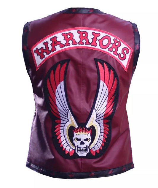 The Warriors Movie Vest Leather Motorcycle Cosplay Costume In Maroon For Men B 291R